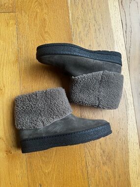 NEW M. Gemi Melina Gray Suede and Shearling Boots Sz EU 38.5 / US 8